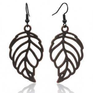 Faux Leather Leaf Earrings
